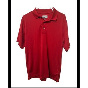 PGA Tour Airflux Mens Medium Red Short Sleeve Golf Polo Shirt Solid Athletic Top